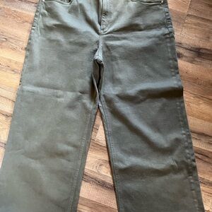 Loft Wide Leg Olive Green Jeans Sz 14